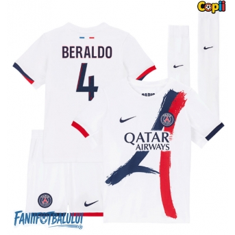 Paris Saint-Germain Lucas Beraldo #4 Echipament de Fotbal Replică 2025-26 Copii Deplasare (+ Șorturi)